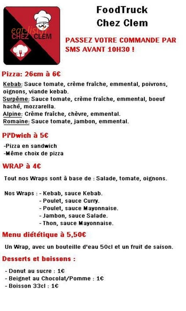 Chez Clem — carte page 1