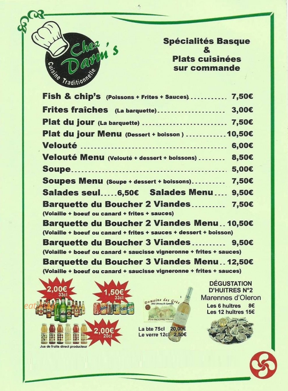 Chez darm's — carte page 1