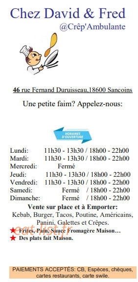 Chez David & Fred — carte page 1