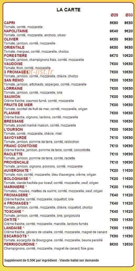 Chez Deborah — carte page 1