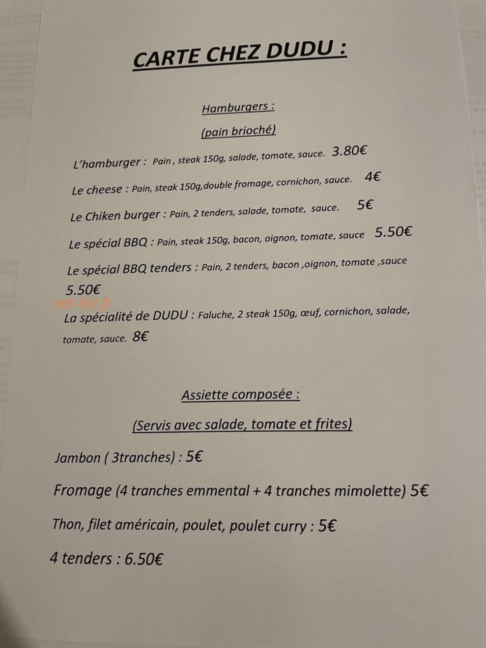 Chez Dudu — carte page 1