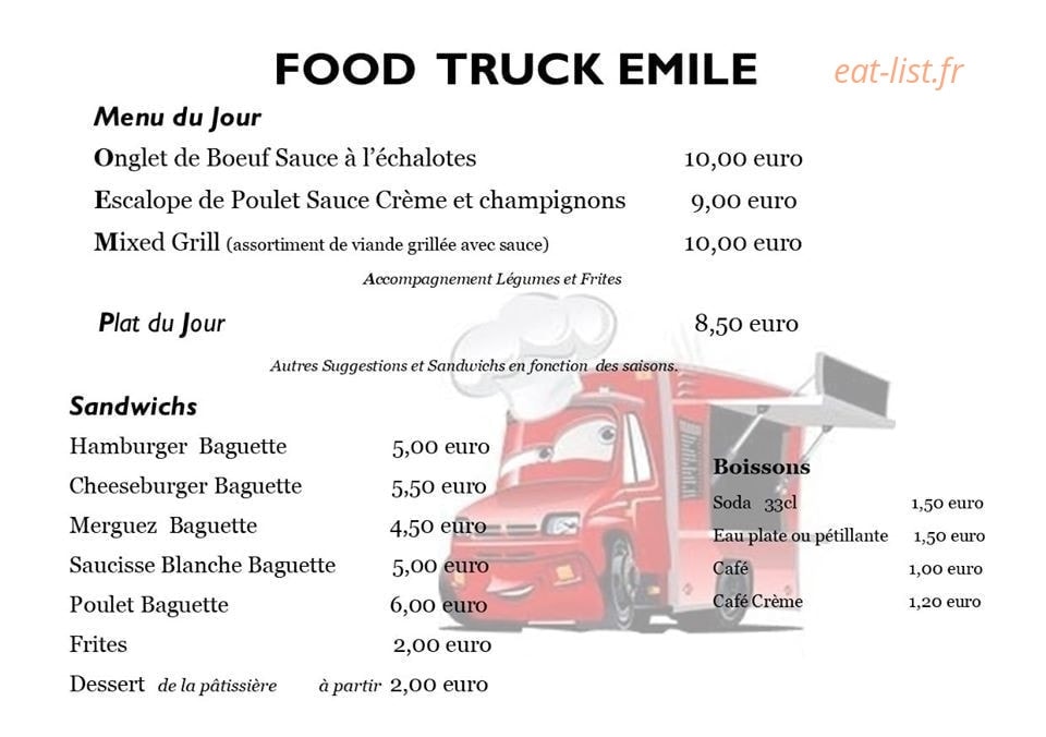 Chez Emile — carte page 1