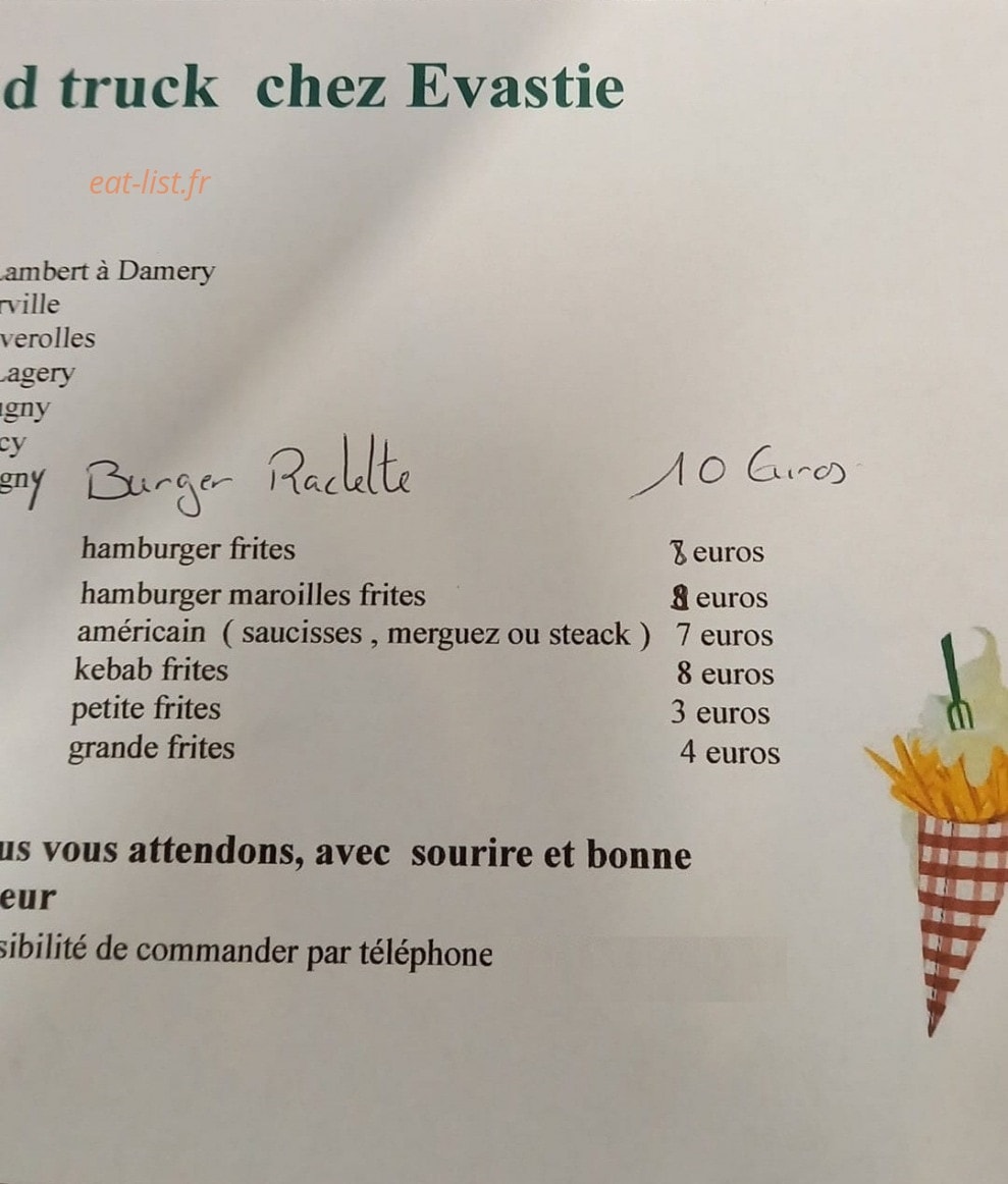 Chez Evastie — carte page 1