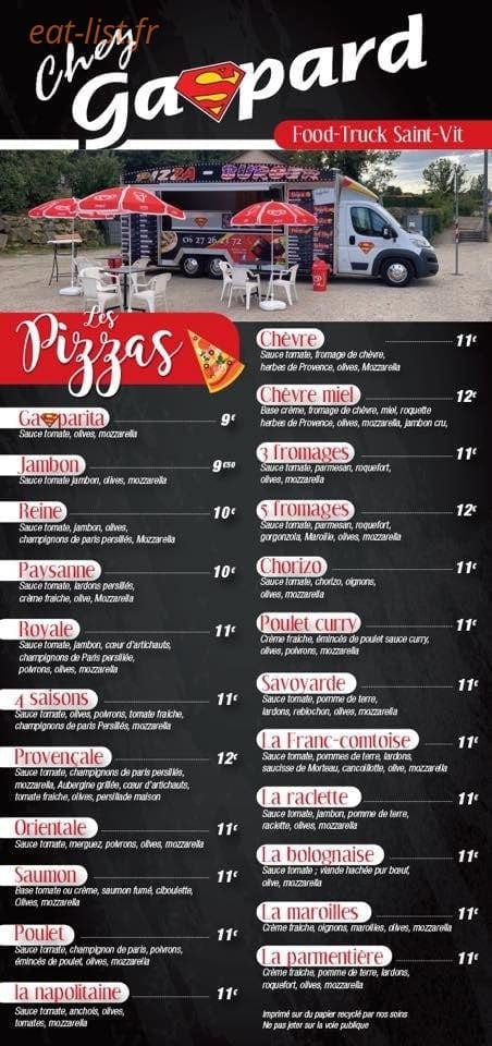 Chez Gaspard — carte page 1
