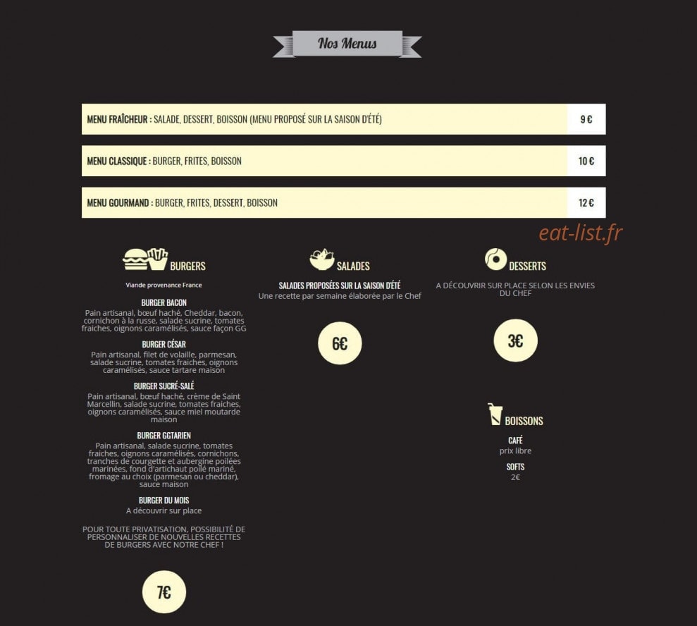 Chez GG — carte page 1