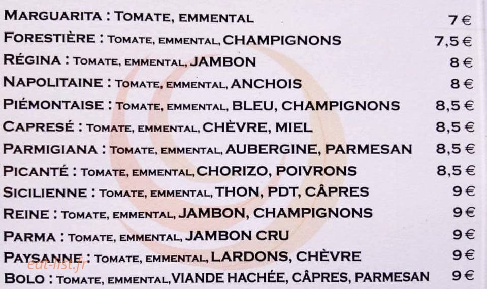 Chez Gino — carte page 1