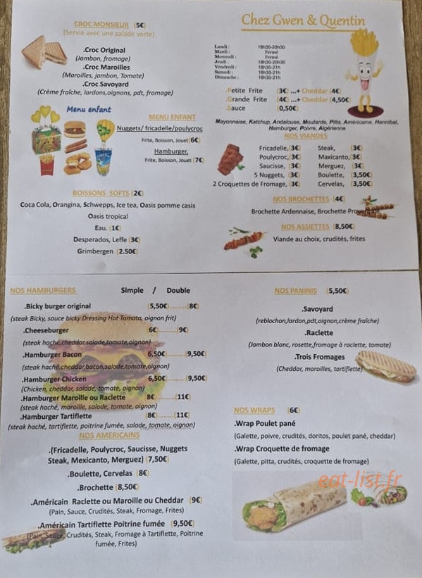 Chez Gwen et Quentin — carte page 1