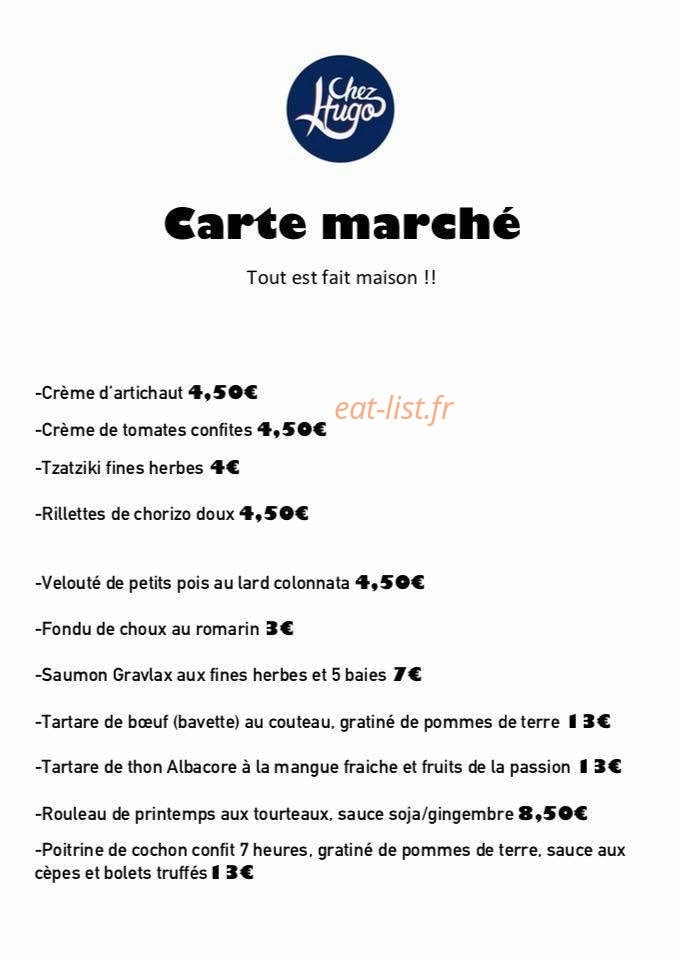 Chez Hugo — carte page 1