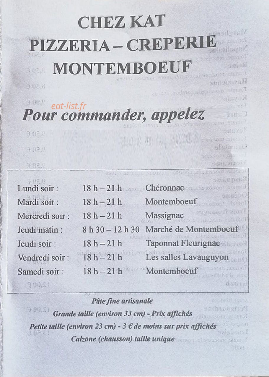 Chez Kat — carte page 1