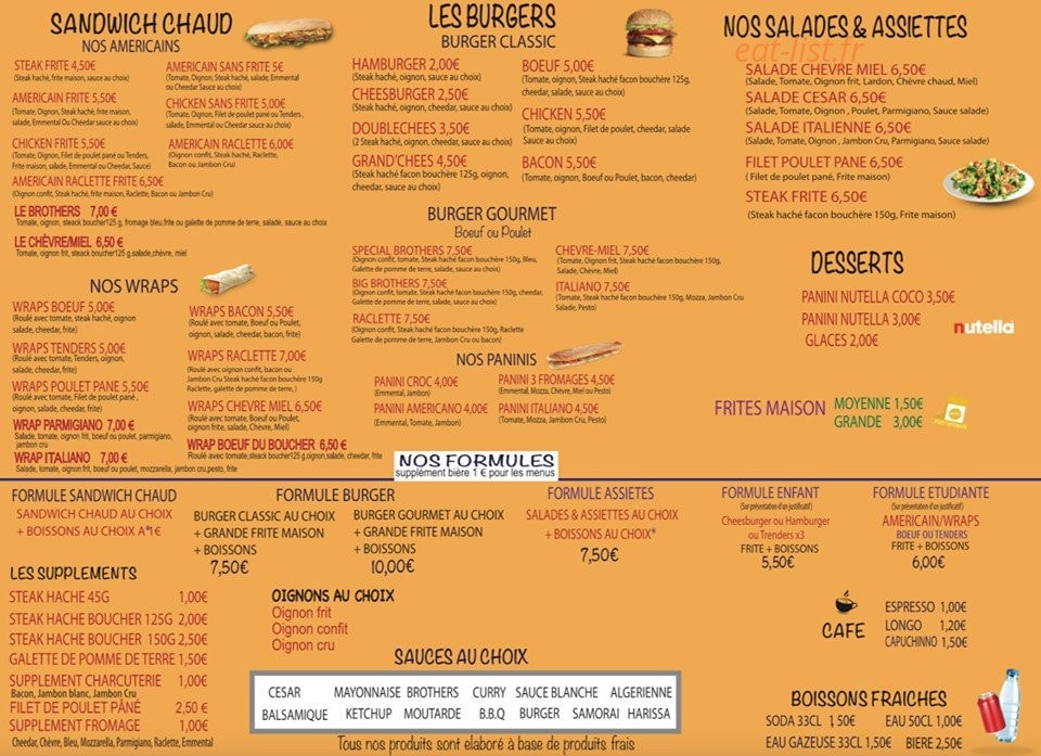 Chez Les Brothers — carte page 1