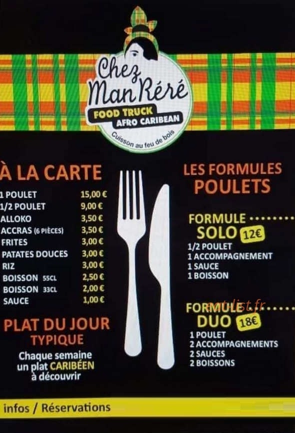Chez Man Réré — carte page 1