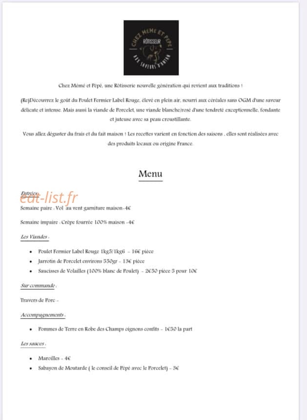 Chez Mémé et Pépé — carte page 1