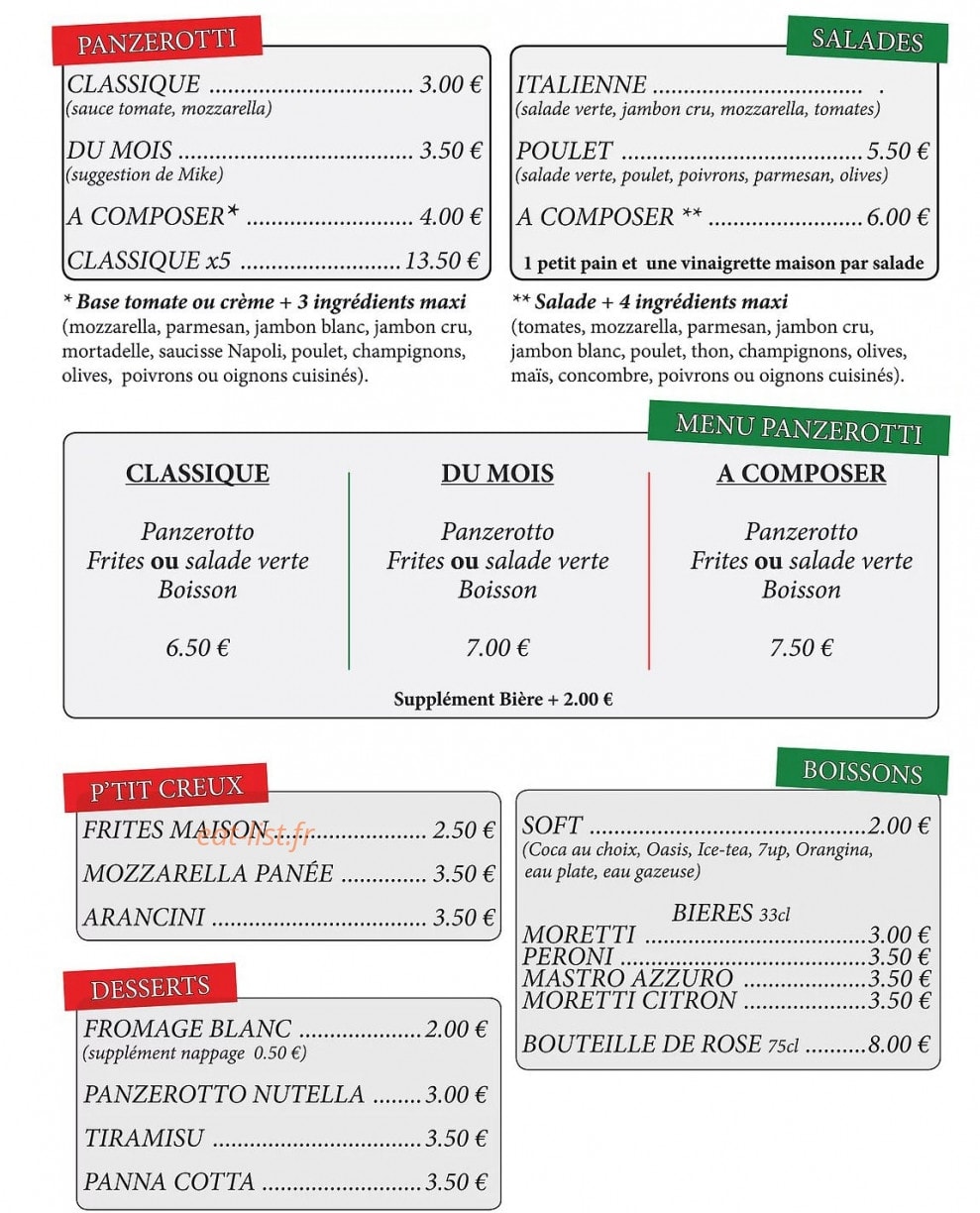 Chez Mike — carte page 1