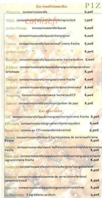 Chez Mikelangelo — carte page 4