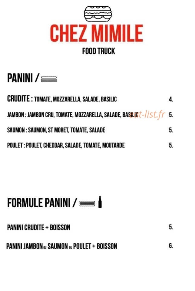 Chez Mimile — carte page 1