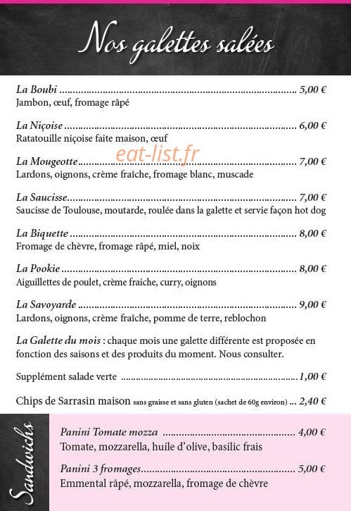 Chez Monac — carte page 1