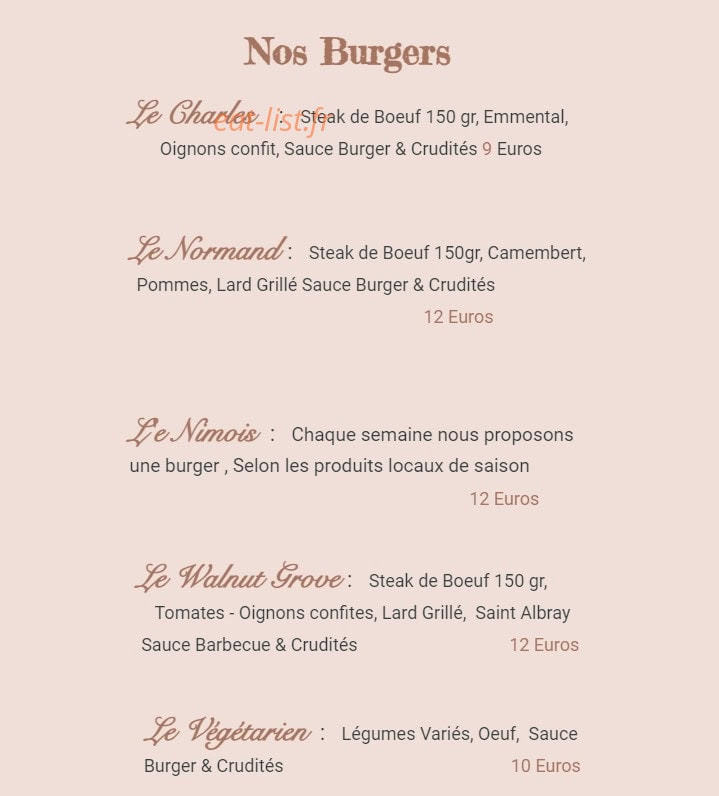 Chez Monsieur Ingalls — carte page 1