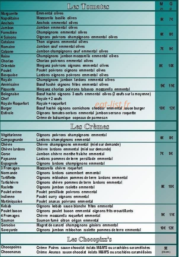 Chez Nico — carte page 1