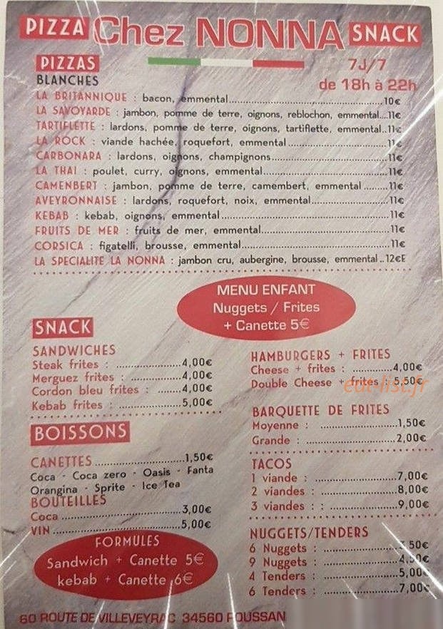 Chez Nonna — carte page 2