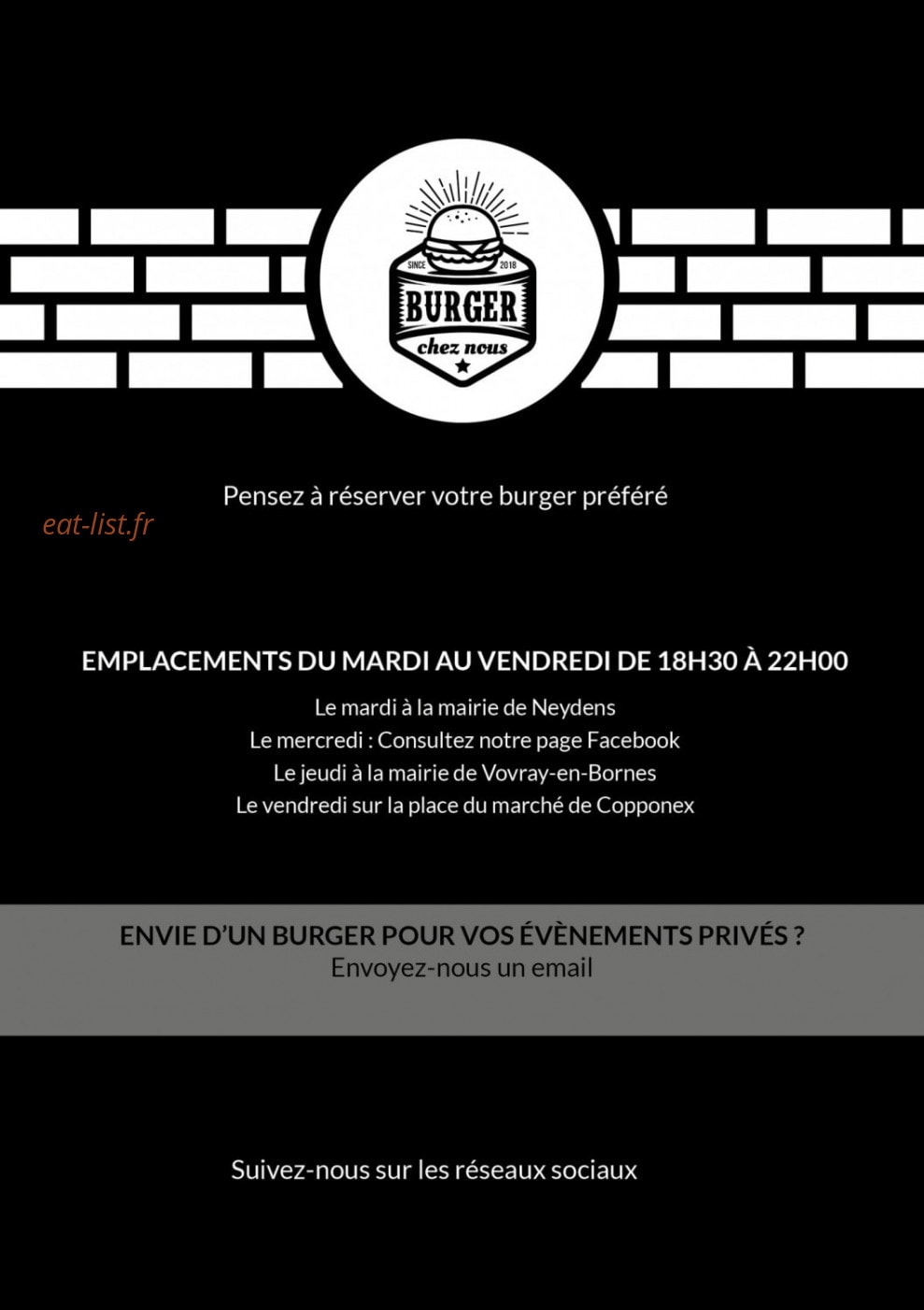 Chez Nous Burger — carte page 2