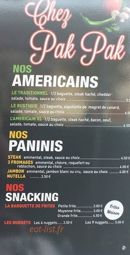 Chez Pak Pack — carte page 3