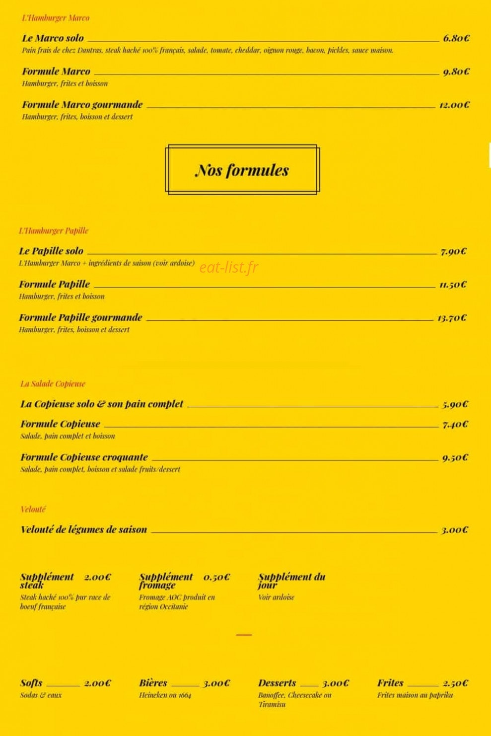 Chez Papille — carte page 1