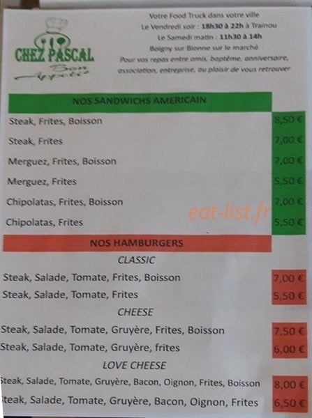 Chez Pascal — carte page 1