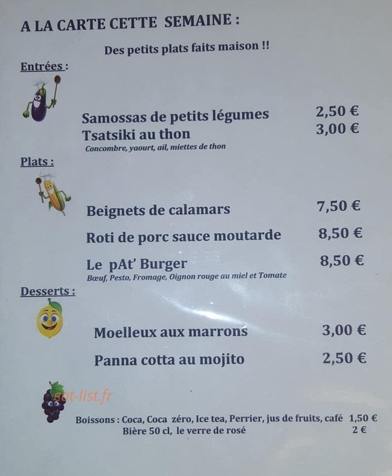 Chez Pat'atouille — carte page 1