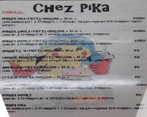 Chez Piika — carte page 1