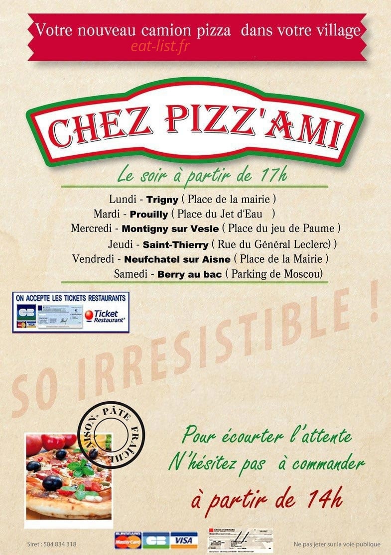 Chez pizz'ami — carte page 1