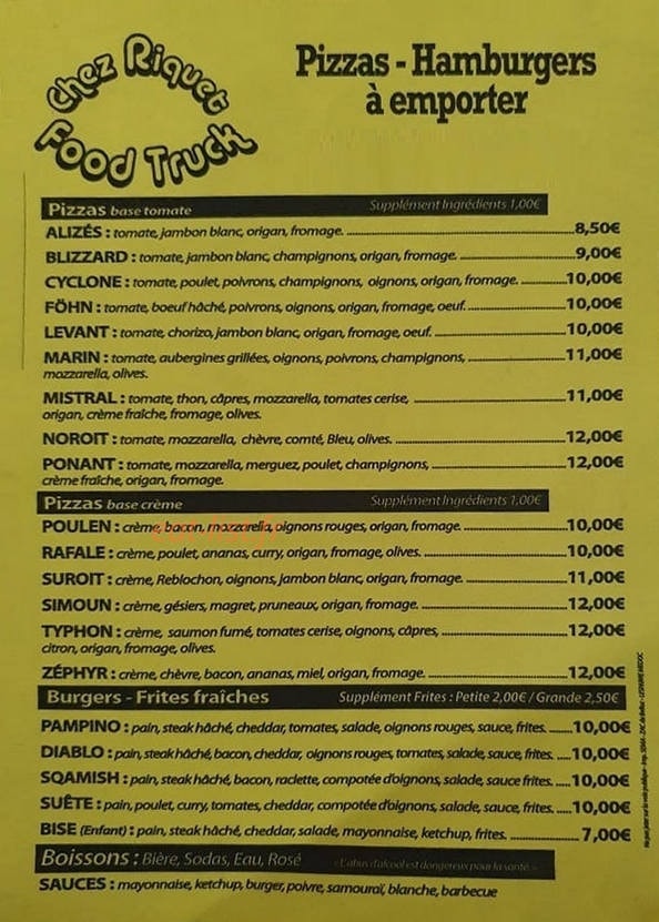 Chez Riquet — carte page 1