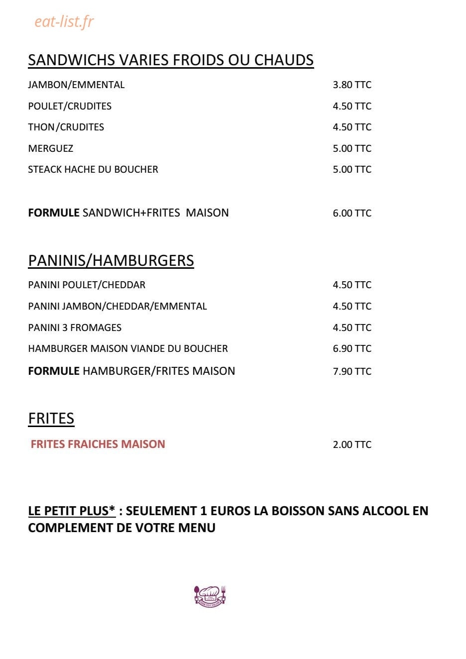 Chez Sadek — carte page 2
