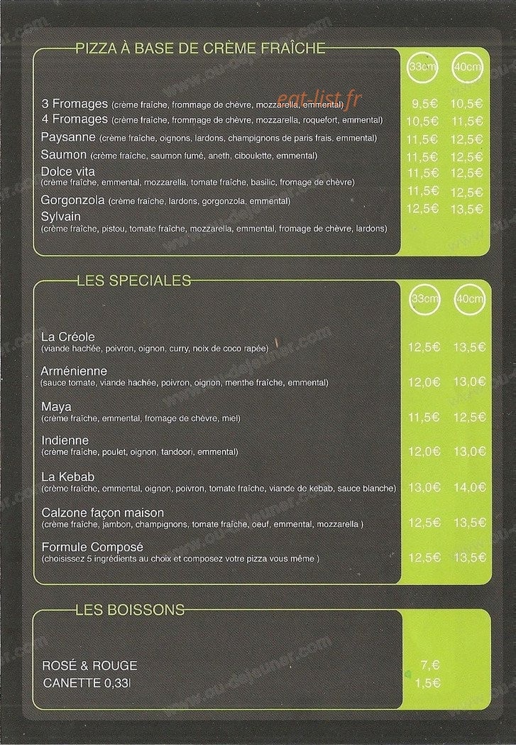 Chez Sylvain — carte page 2