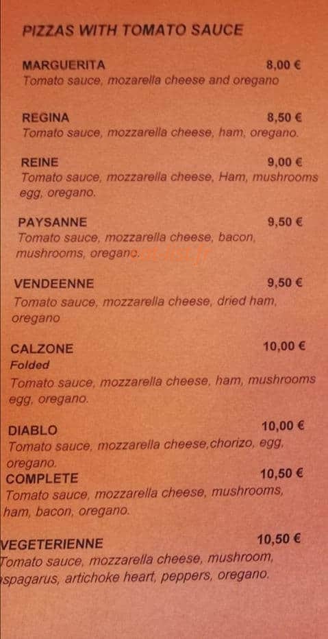 Chez Tata Pizza — carte page 2