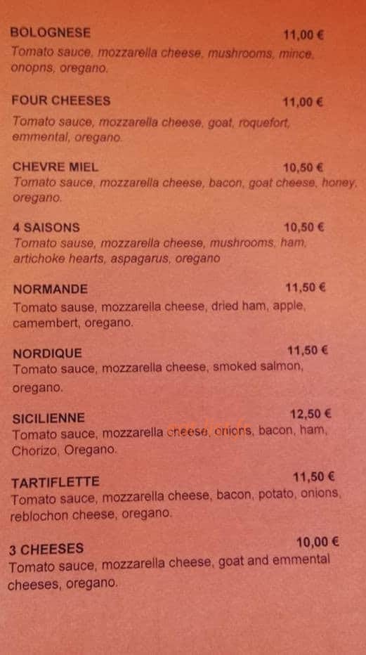 Chez Tata Pizza — carte page 3