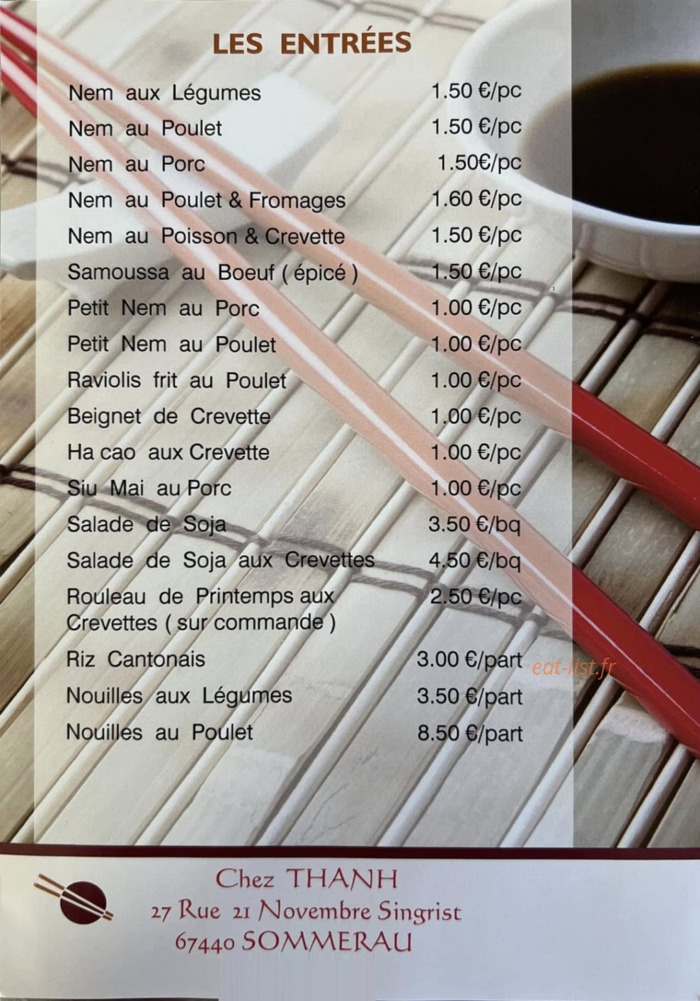 Chez Thanh — carte page 1