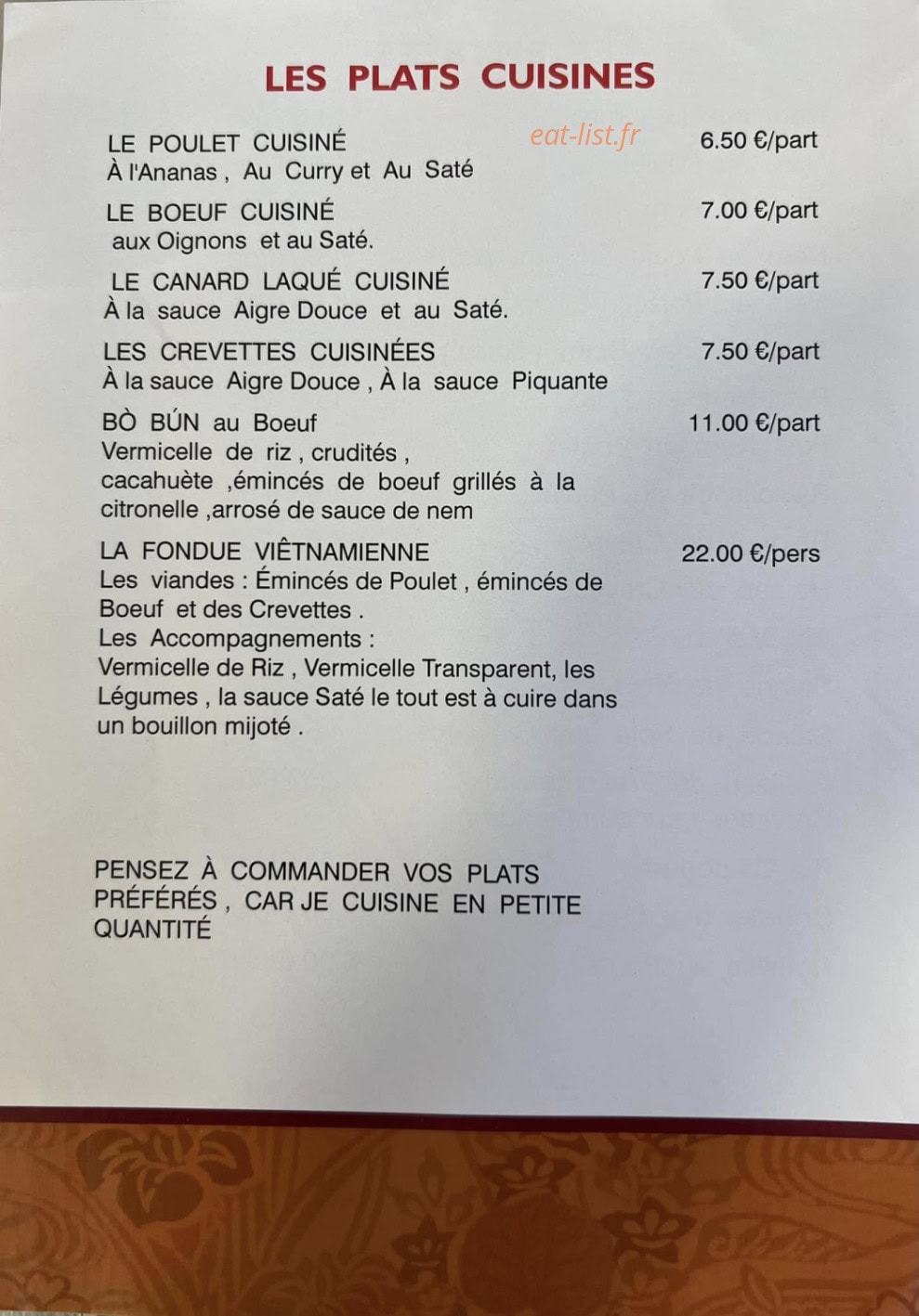 Chez Thanh — carte page 2