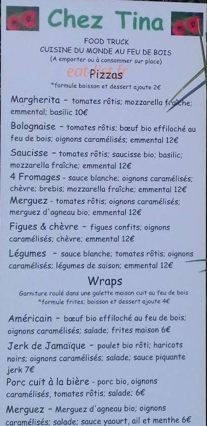 Chez Tina — carte page 1
