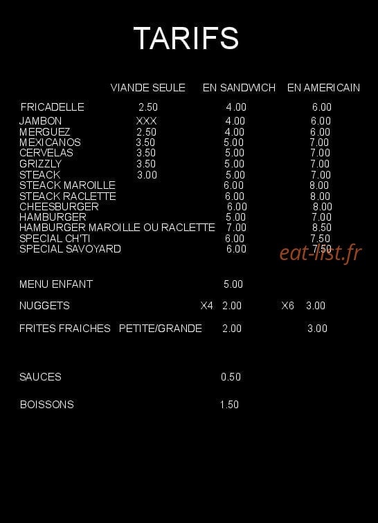 Chez Tisote — carte page 1