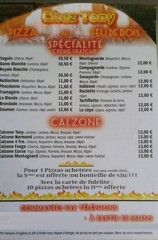 Chez Tony — carte page 1