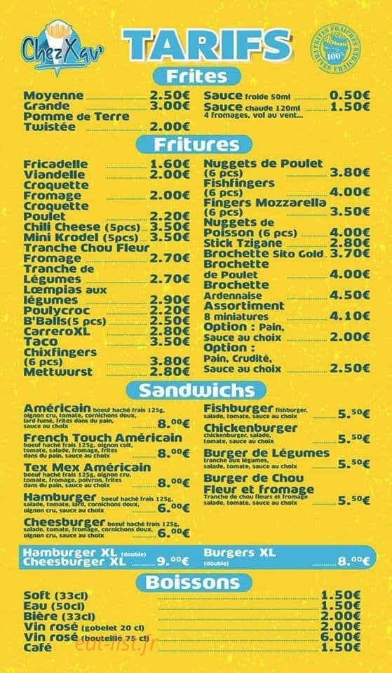 Chez Xav — carte page 1
