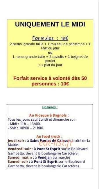 Chez Yum Snack — carte page 5