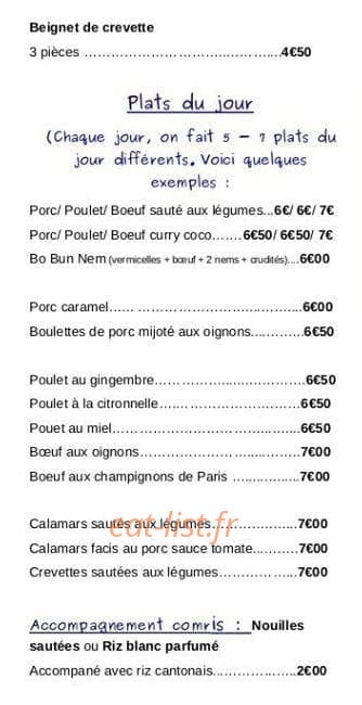 Chez Yum Snack — carte page 3