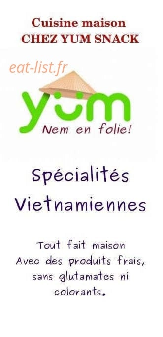 Chez Yum Snack — carte page 1
