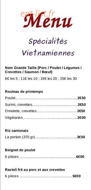 Chez Yum Snack — carte page 2