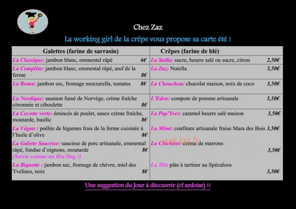 Chez Zaz — carte page 1