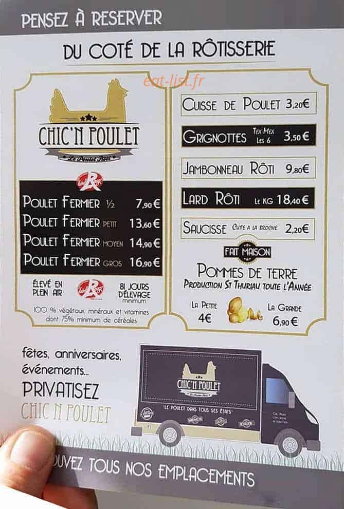 Chic' N Poulet — carte page 1