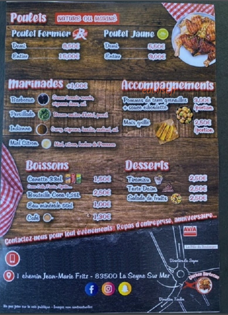 Chicken Barbecue — carte page 2