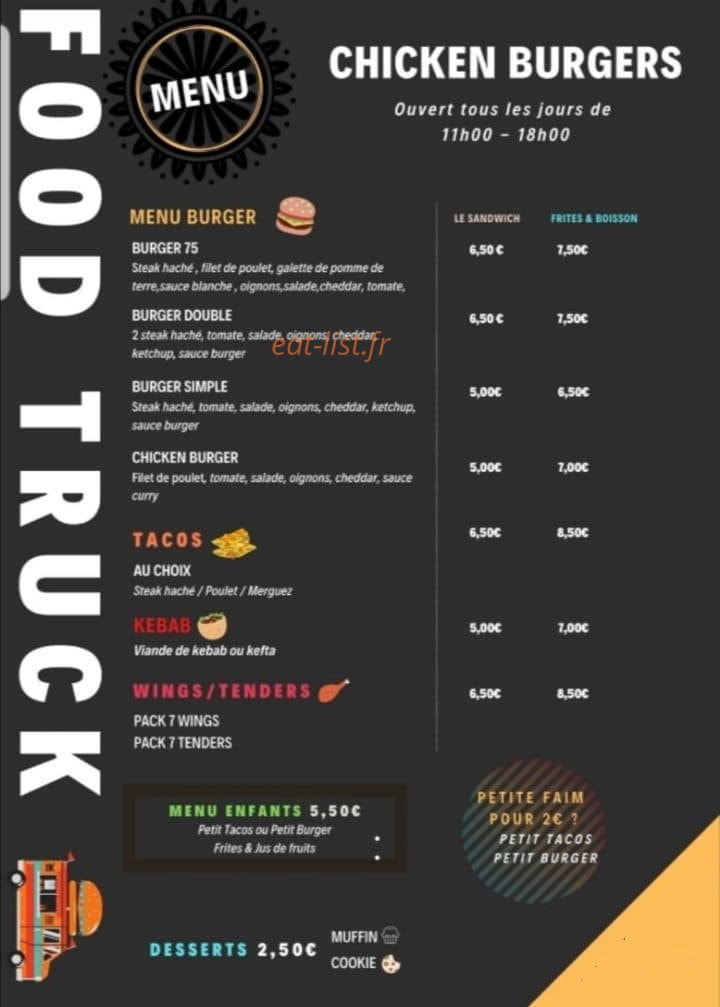 Chicken Burger — carte page 1