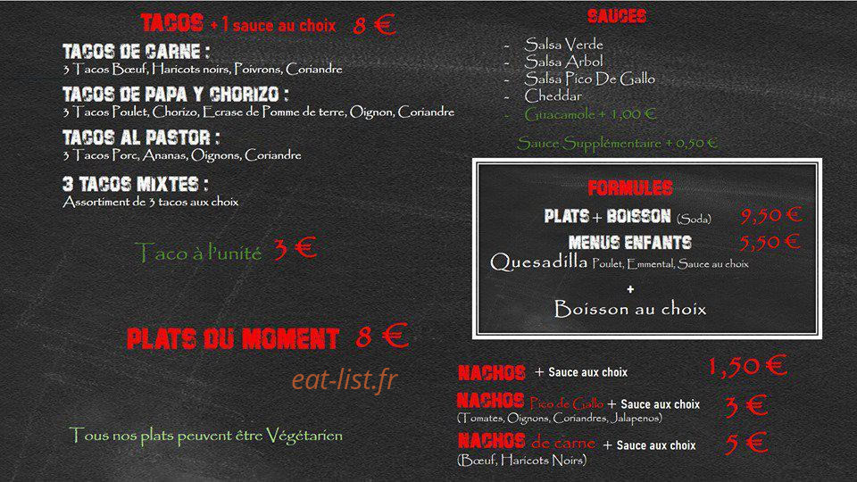 Chido Mex — carte page 1